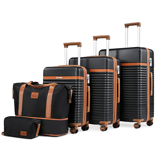 Kofferset – Reiskoffer Set – Trolley Koffer – Handbagage Koffer – Ruimbagage Koffer – Lichtgewicht ABS Hardcase – TSA Cijferslot Met 360° Wielen – Zwart