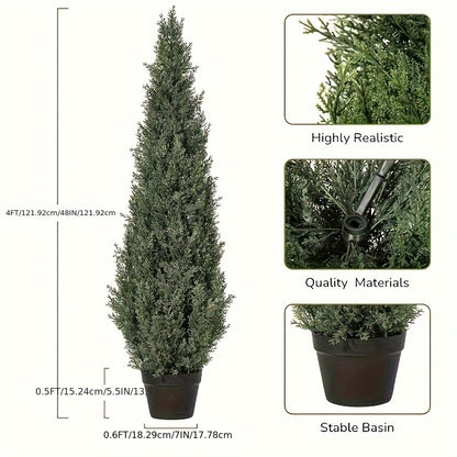 Kunstcipres – Kunstplanten – Nepbomen – Kunstbomen – Kunstcipres bomen – 120 cm Hoog – UV Bestendig – Set Van 2 – Onderhoudsvrij