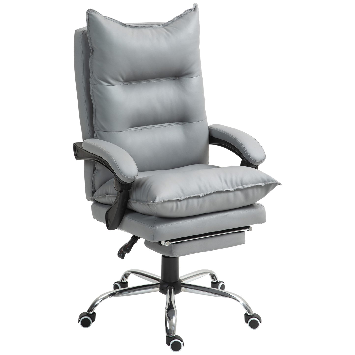 Ergonomische Bureaustoel – Bureaustoel – Werkstoel – Kantoorstoel – PC Stoel – Verstelbare Zithoogte 55-63 cm – Kunstleren Bekleding Donkergrijs