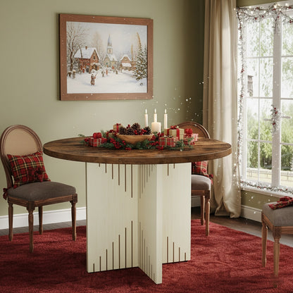 Eettafel – Ronde Tafel – Keukentafel – Diner Tafel – Ontbijttafel – Landelijk Design – Krasbestendig – Ø 100 cm