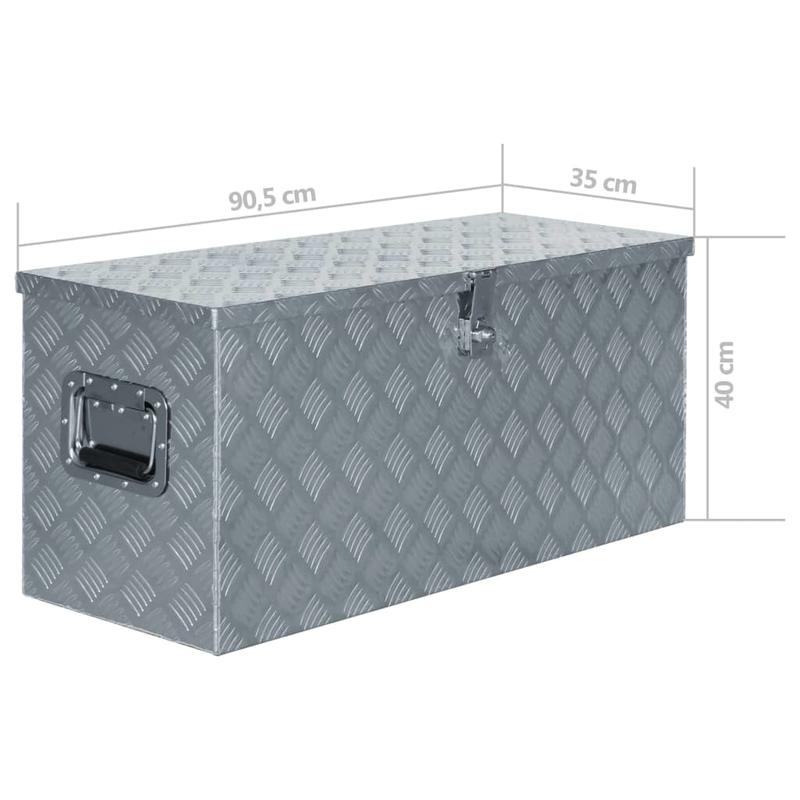 Aluminium Gereedschapskist – Gereedschapskoffer – Opbergkist – Werkplaatskist – Toolbox – Industrieel – Roestvrij – 90,5x35x40 cm – Duurzaam & Veilig Sluitsysteem