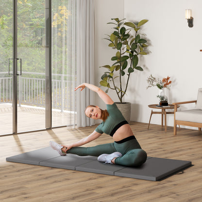 Gymmat – Fitnessmat – Sportmat – Yogamat – Oefenmat – 180x80x5 cm – Dikte 5 cm Hoogwaardig EPE Schuim – Opvouwbaar Met Handgreep – Grijs