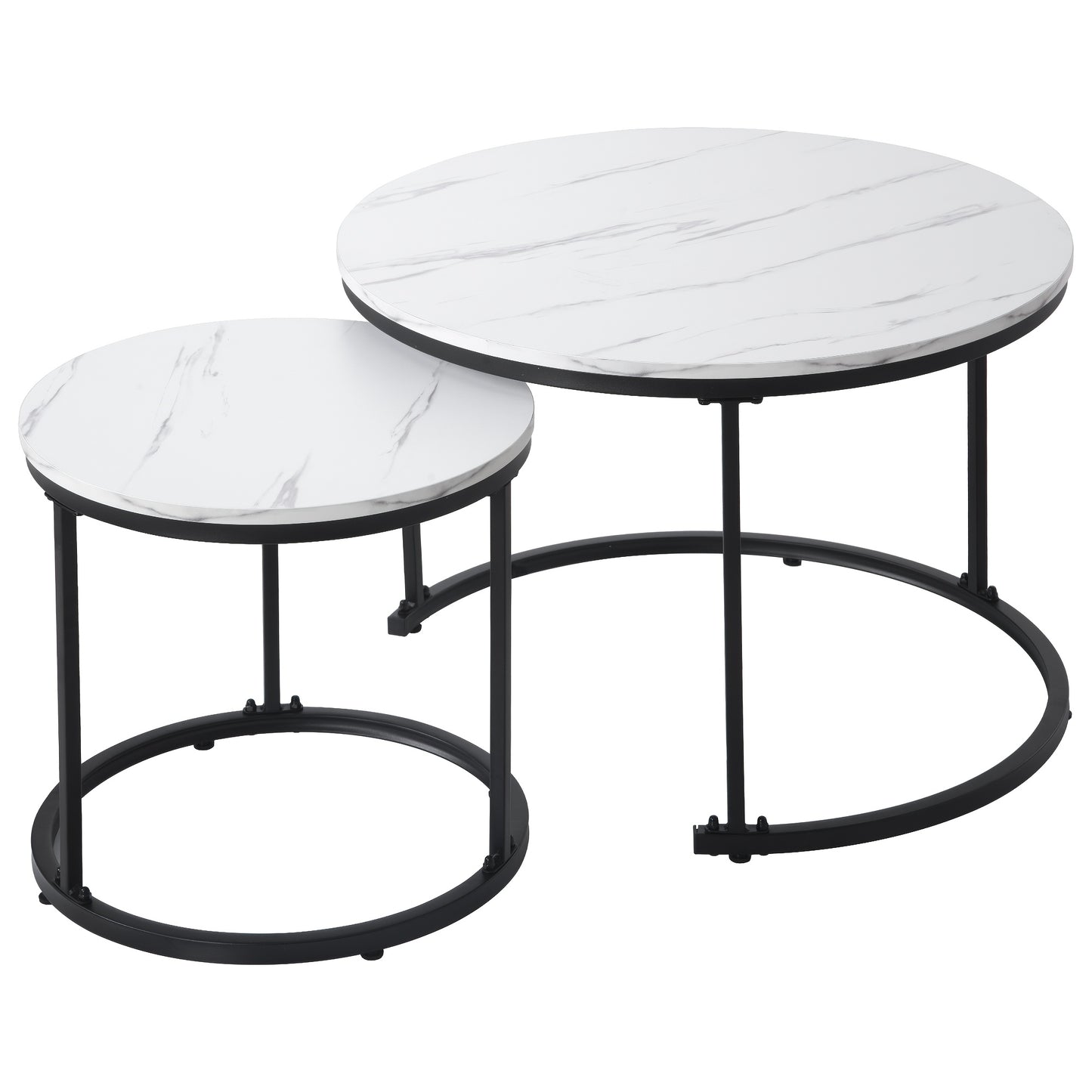 Bijzettafel – Salontafel – Zijkastje – Banktafel – Tafeltje – Set van 2 Ronde Tafels – Nestbaar – MDF/Hout Hoogwaardige Materialen