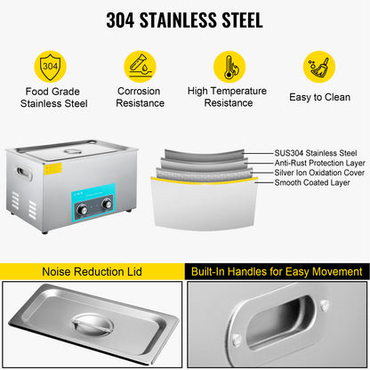 Ultrasone Reiniger – Ultrasonic Cleaner – Ultrasoon Schoonmaker – Ultrasoon Reinigingsapparaat – Ultrasone Tank – 30 Liter Capaciteit – Roestvrijstalen Behuizing met Timer en Verwarming