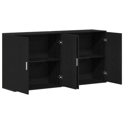 Sideboard – Dressoir – Opbergkast – Kast – Meubel – Set Van 2 – Zwart Eikenhout – 79x38x80 cm – Duurzaam Hardhout – Verwijderbare Opbergruimte