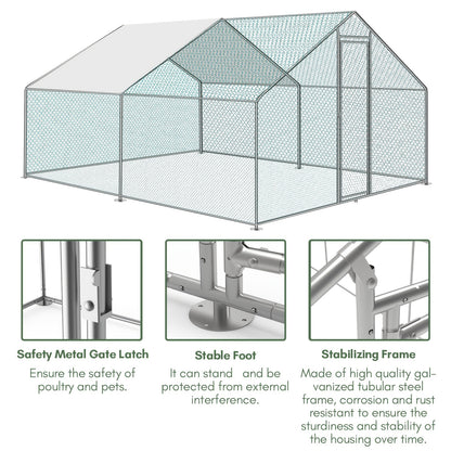 Buitenren Pluimvee Ren – Kipren – Dierenren – Vogelkooi – Buitenhok – Verzonken Stalen Frame – Water- en UV-bestendig Dak – Variant 3x2 meter