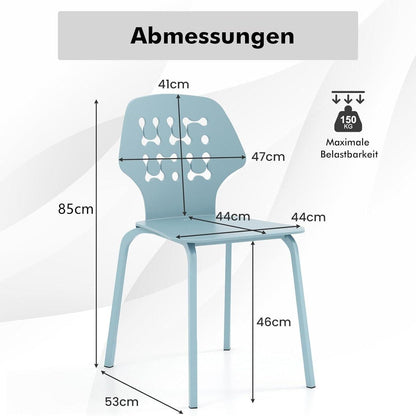 Eetkamerstoel – Keukenstoel – Stoel – Zitstoel – Blauw – Ergonomische Rugleuning – Stevig Metalen Frame 150 kg
