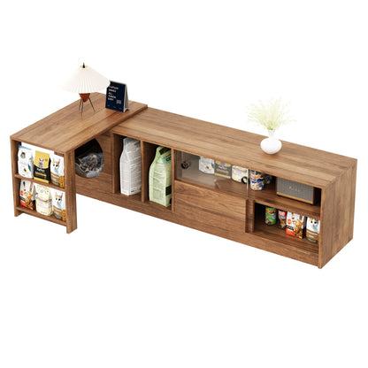 Two-Piece TV Stand and Coffee Table Set | Multi-Functional Swivel TV Stand, Walnut Finish, Metal Construction, Mixed Colors