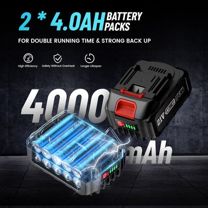 Kettingzaag Elektrisch – Mini Kettingzaag – Snoeizaag – Takkenzaag – Handkettingzaag – 20,32 cm Zaagblad – 2x 4000 mAh Batterijen – 800 Watt Motor
