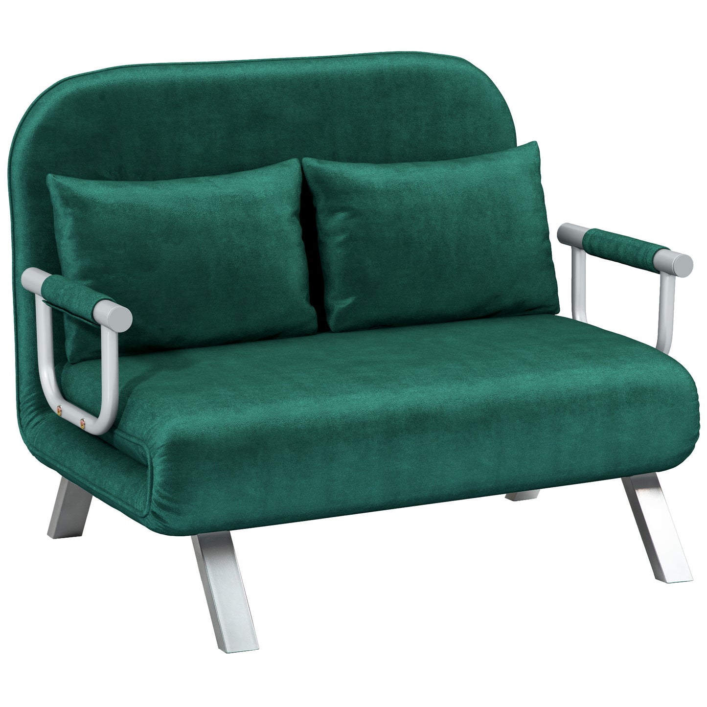 2-Zits Slaapbank – Bankbed – Slaapbankje – Slaapbank Mini – Bedbank – Verstelbare Rugleuning – Suède Look Afneembare Bekleding Groen