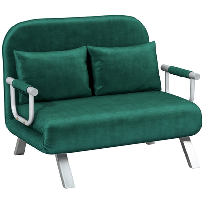 2-Zits Slaapbank – Bankbed – Slaapbankje – Slaapbank Mini – Bedbank – Verstelbare Rugleuning – Suède Look Afneembare Bekleding Groen