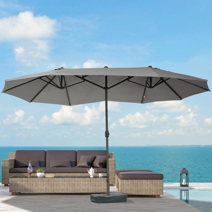 XXL Tuinparasol – Terrasparasol – Zonnescherm – Buitenparasol – Grote Parasol – Stalen Frame – Polyester Doek – Grijs – Met Voet En Knikhendel