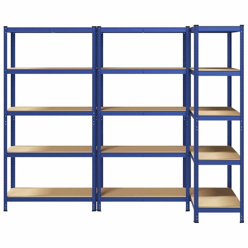 Opbergrek – Stellingkast – Opbergrek – Opbergkast – Rek – 5 Niveaus – Set Van 3 Blauw – Duurzaam Kunststof – Ruime Opbergruimte
