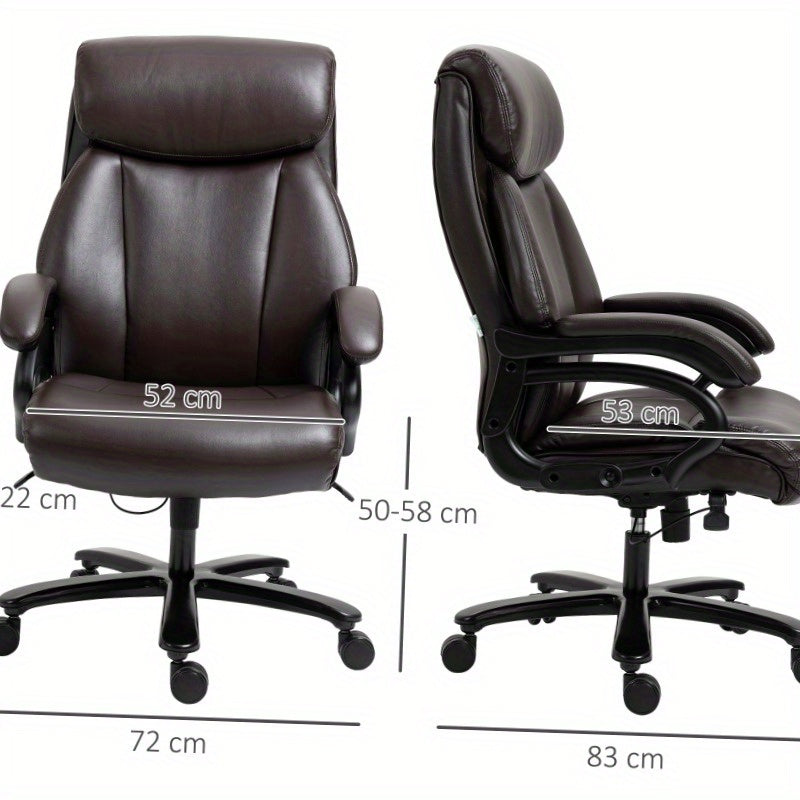 Bureaustoel – Kantoostoel – Gamestoel – Werkstoel – Ergonomische Stoel – Verstelbare Hoogte – Dikke Bekleding – 180 kg Draagkracht – Draaibaar – Zwart Bruin – Roestvrijstalen Frame