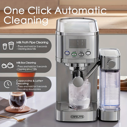 Espressomachine – Koffiemachine – Halfautomaat – Cappuccinomachine – Latte Macchiatomachine – Automatisch Melkschuimsysteem – 20 BAR Pompdruk – 1,3L Watertank – Zelfreinigend