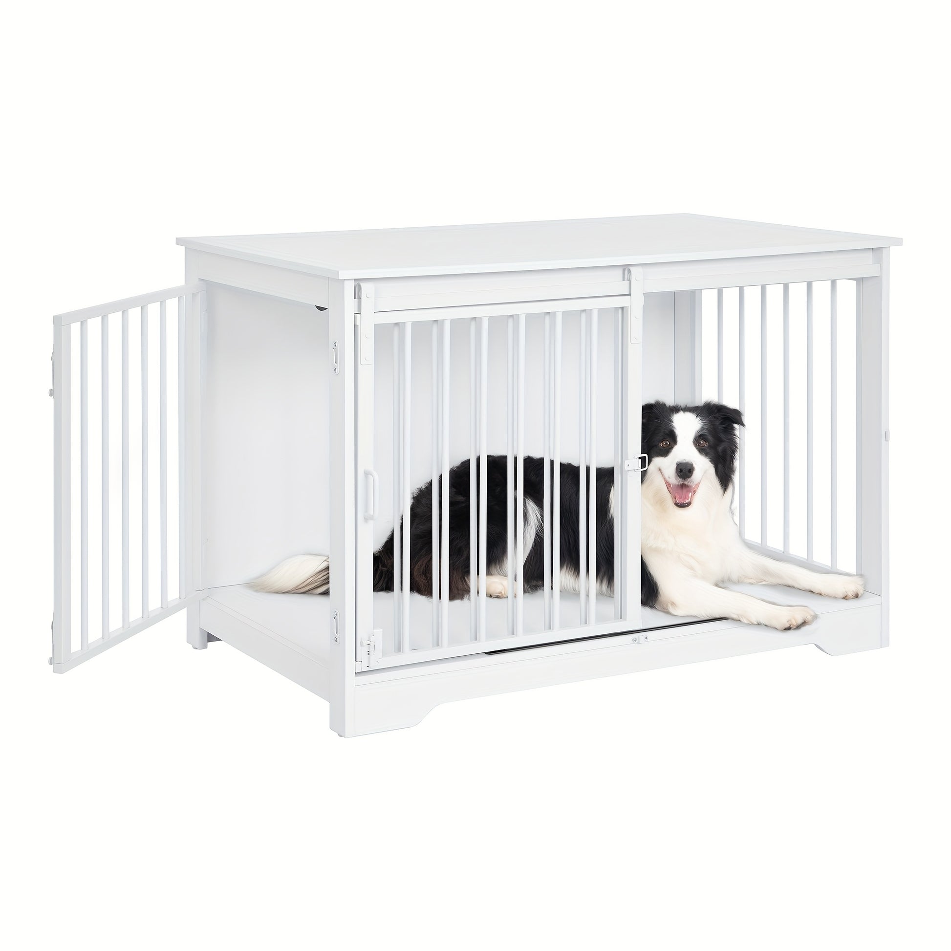 Furniture for Dog Crates, 100Cm Indoor Dog Kennel with Sliding And Double Doors, Contemporary Wooden Design, Appropriate for Small, Medium, And Large Dogs. - QUORE
