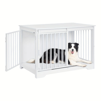 Furniture for Dog Crates, 100Cm Indoor Dog Kennel with Sliding And Double Doors, Contemporary Wooden Design, Appropriate for Small, Medium, And Large Dogs. - QUORE