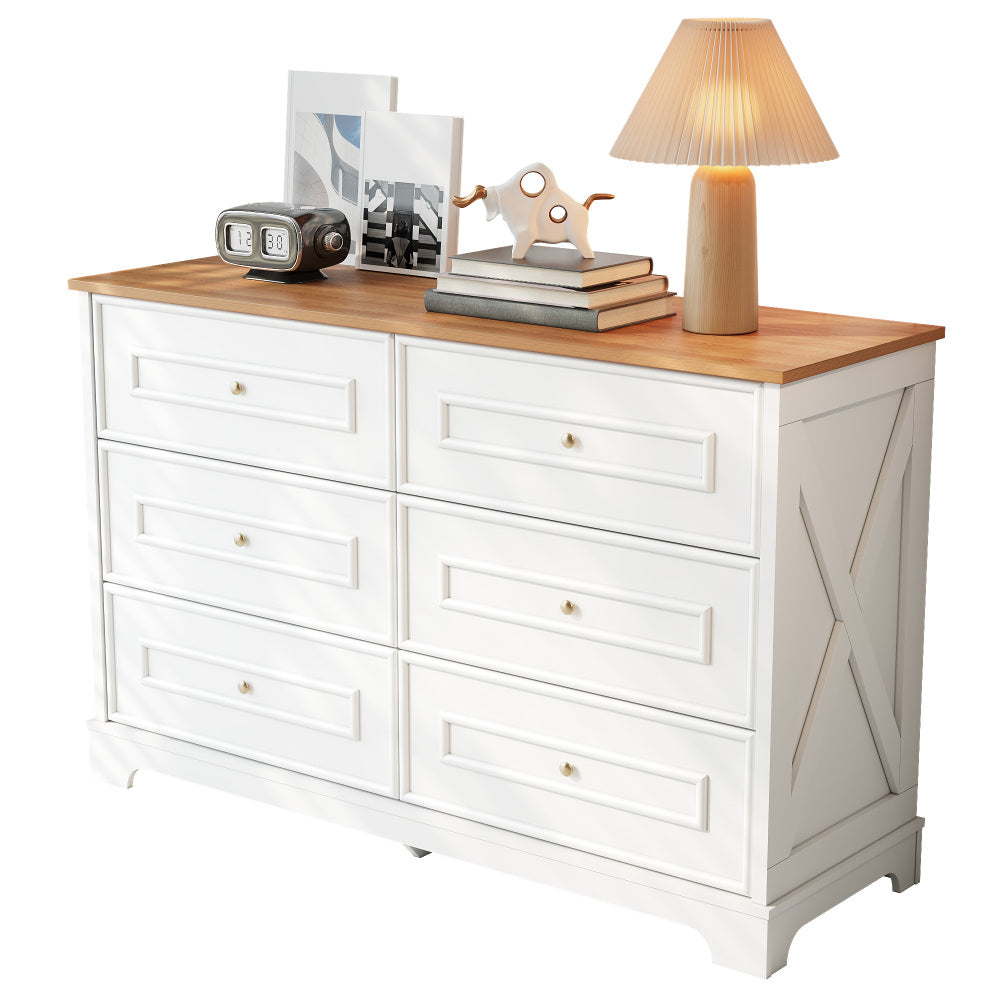 Modern Minimalist 6-Drawer with Smooth Doors/Drawers - Compact Contemporary Sideboard Suitable for Living Room, Dining Room, Hallway - Space-Saving Furniture
