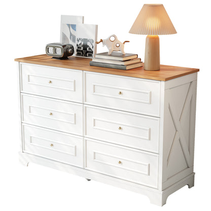 Modern Minimalist 6-Drawer with Smooth Doors/Drawers - Compact Contemporary Sideboard Suitable for Living Room, Dining Room, Hallway - Space-Saving Furniture