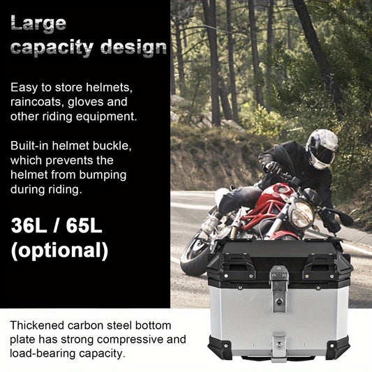 Achterkoffer Motor – Topkoffer – Bagagekoffer – Motorbox – Scooterkoffer – Aluminium 65L – Waterdicht – Snelkoppeling Met Slot