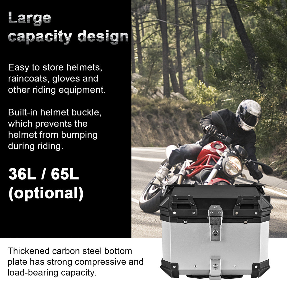 Aluminium Motor Koffer – Motorbagage – Achterkoffer – Topkoffer – Motorbox – 65 Liter Inhoud – Waterdicht & Quick-Release Systeem