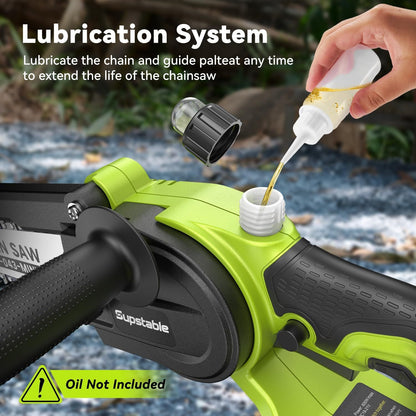 Accukettingzaag – Snoeizaag – Takkenzaag – Boomzaag – Handkettingzaag – 20 cm Zaagblad – 4,8 Meter Telescopische Steel – Brushless Motor – 2x 4000mAh Lithium Accu's inclusief Oplader