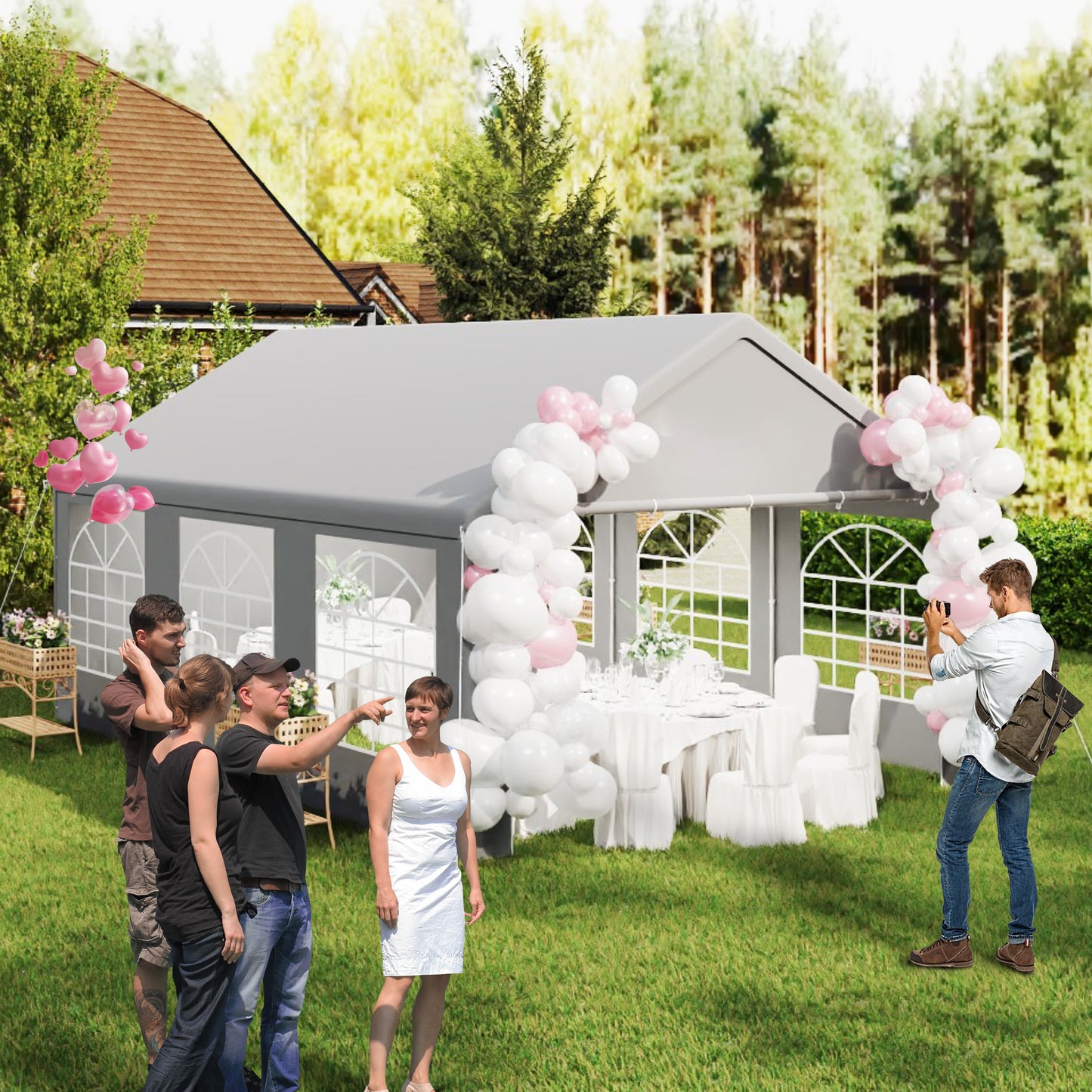 Feesttent – Partytent – Tuinpaviljoen – Party Tent – Tuintent – 3x6 Meter – Waterdicht – Afneembare Zijwanden