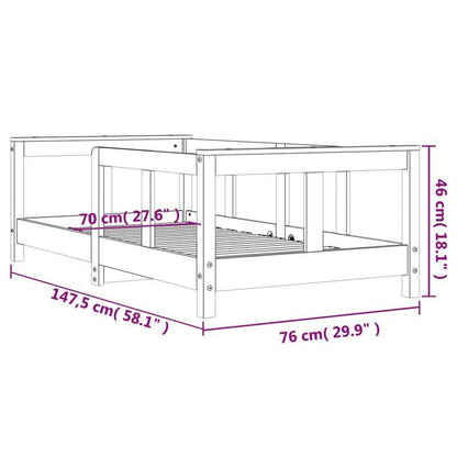 Bedframe – Kinderbed – Ledikant – Juniorbed – Peuterbed – 70x140 Cm – Massief Gebruikt Vurenhout – Verwijderbaar En Duurzaam