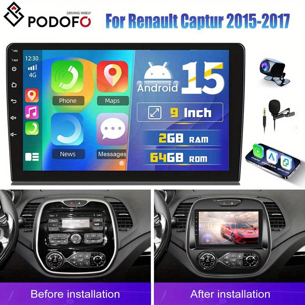 Multimedia Unit Renault Captur – Auto Radio – Navigatiesysteem – Touchscreen – Carplay Android Auto – 9 Inch Scherm – Draadloze CarPlay & AHD Achteruitrijcamera – Android 15 Systeem 2GB+64GB