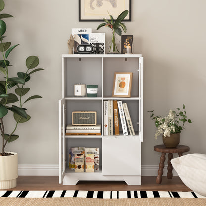Kledingkast – Garderobekast – Opbergkast – Dressoir – Wit Gelakt MDF – Glazen Deuren – Ruime Lade – Compact & Modern