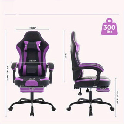 Ergonomische Bureaustoel – Gamingstoel – Kantoorstoel – Zitstoel – Verstelbare Kuitsteun – Lendensteun – Stevige Constructie