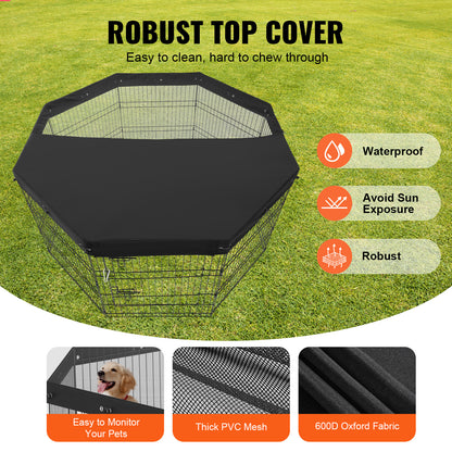 Hondenren – Puppyren – Hondenkennel – Dierenren – Opvouwbaar – 8 Panelen 76 cm Hoog – Met Ventilerende Topcover