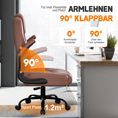 Office Chair with a Load Capacity of 150 Kg, Ergonomic Office Chair, Swivel Chair, Height Adjustable, Leather Office Chair