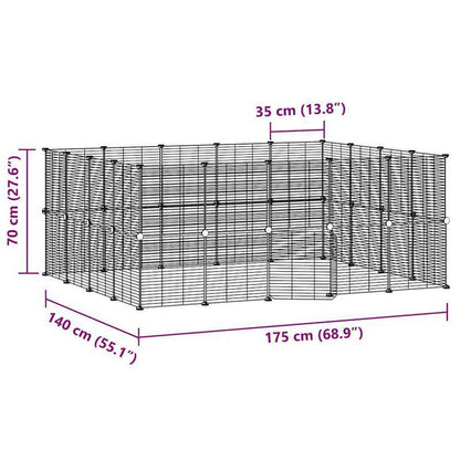 Dierenkooi – Konijnenkooi – Knaagdierkooi – Huisdierenkooi – Puppyren – 36 Stalen Panelen – Zwarte Metalen Deur – Flexibel Formaat – Stevig Staal 35x35 cm