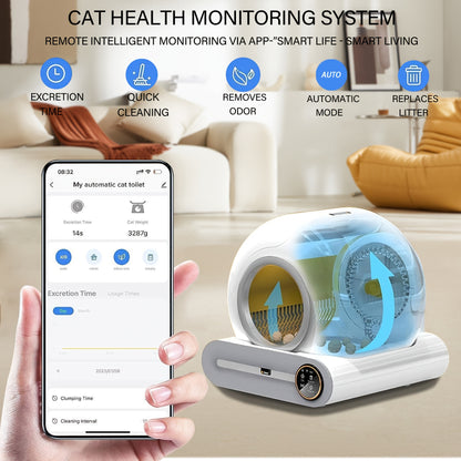 Zelfreinigende Kattenbak – Automatische Kattenbak – Zelfreinigend Kattenbak Toilet – Elektrische Kattenbak – XXL Kattenbak – Gesloten Design – Inclusief Zeef en Trappetjes – Anti Knelschade Mechanisme