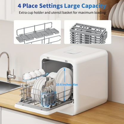 Mini Vaatwasser – Tafelmodel Vaatwasser – Kleine Vaatwasser – Compacte Vaatwasser – Mini Dishwasher – Ingebouwd 5L Waterreservoir – 7+2 Wasprogramma’s & 24-Uurs Uitgestelde Start