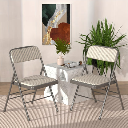 Set van 2 Opvouwbare Conferentiestoelen – Eetkamerstoelen van Comfortabele Stof met Stalen Frame – Stevige Opvouwbare Stoelen voor Binnen en Buiten, Bruin, 45x48x78 cm