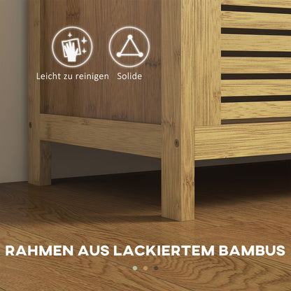 Schoenenbank – Schoenenrek – Halbank – Opbergbank – Zitbank – Bamboe – Met Scharnierend Deksel – Zacht Kussen – 100x40x60 cm