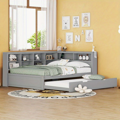 Uitschuifbare Bankbed – Slaapbank – Bedbank – Slaapbank Met Opbergruimte – Zithoek Met Sleeper – Dubbel Bed 140x200cm – Modern Grijs – Ruimtebesparend