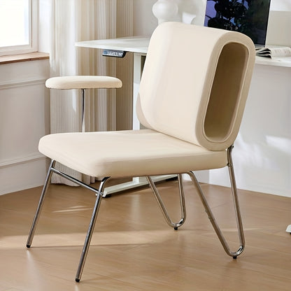 Witte Bureaustoel – Bureaustoel – Werkstoel – Stoel – Eetkamerstoel – Metalen Frame – Comfortabel Katoenen Kussen