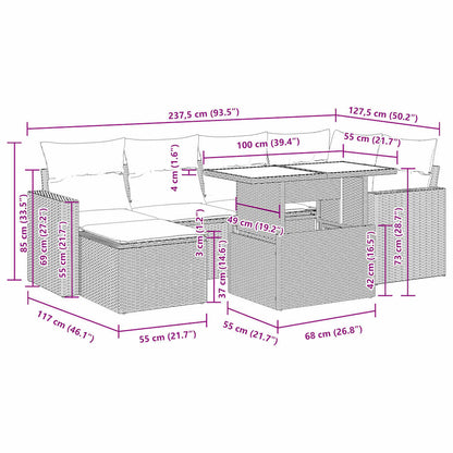 Lounge tuinset – Loungeset – Tuinmeubelset – Balkonset – Zitgroep – PE-rattan – Modulaire Set met Opbergruimte – Kussens met Afneembare Hoezen – Grijs