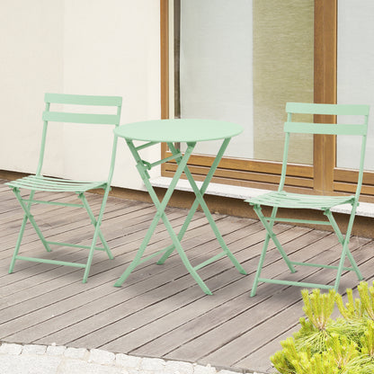 3-Delige Tuinset – Balkonset – Bistroset – Inklapbare Tuinmeubels – Tuinstoelen – Groen – compact & inklapbaar – duurzaam gepoedercoat metaal