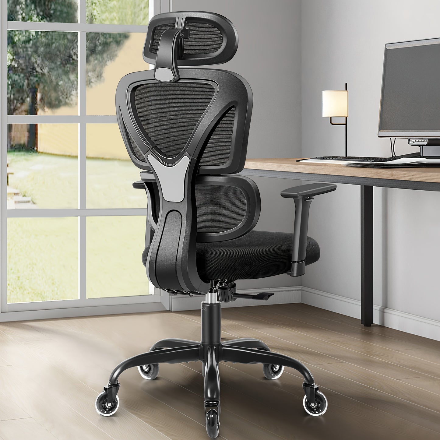 Bureaustoel – Ergonomische Stoel – Draaistoel – Office Chair – Gamestoel – 3D Verstelbare Armleuningen – Ademend Mesh – Lendensteun – 360° Draaibaar – Max 150 kg – Stille Wielen