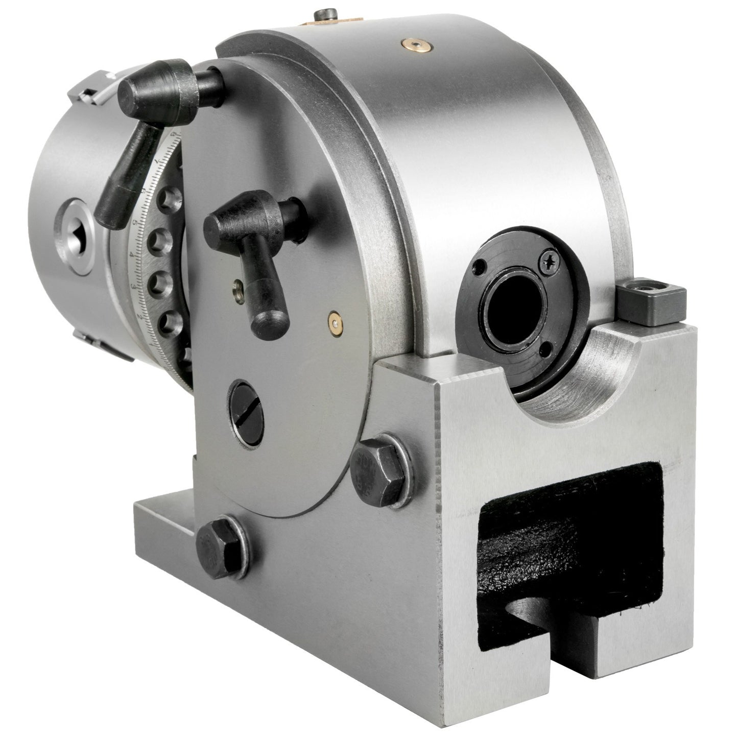 Deelkop Draaibank – Verdeelkop CNC – Indexeerkop Freesmachine – 3-Klauws Klauwplaat – 4 Inch Chuck – Verstelbare Hoek – HT200 Gietijzer Stabiel
