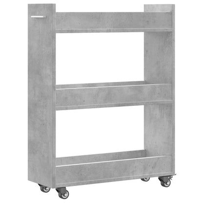 Opbergkast – Kast met wielen – Bureaukast – Opbergmeubel – Rollende kast – Beton grijs – Stevig hout – 60x22x79 cm