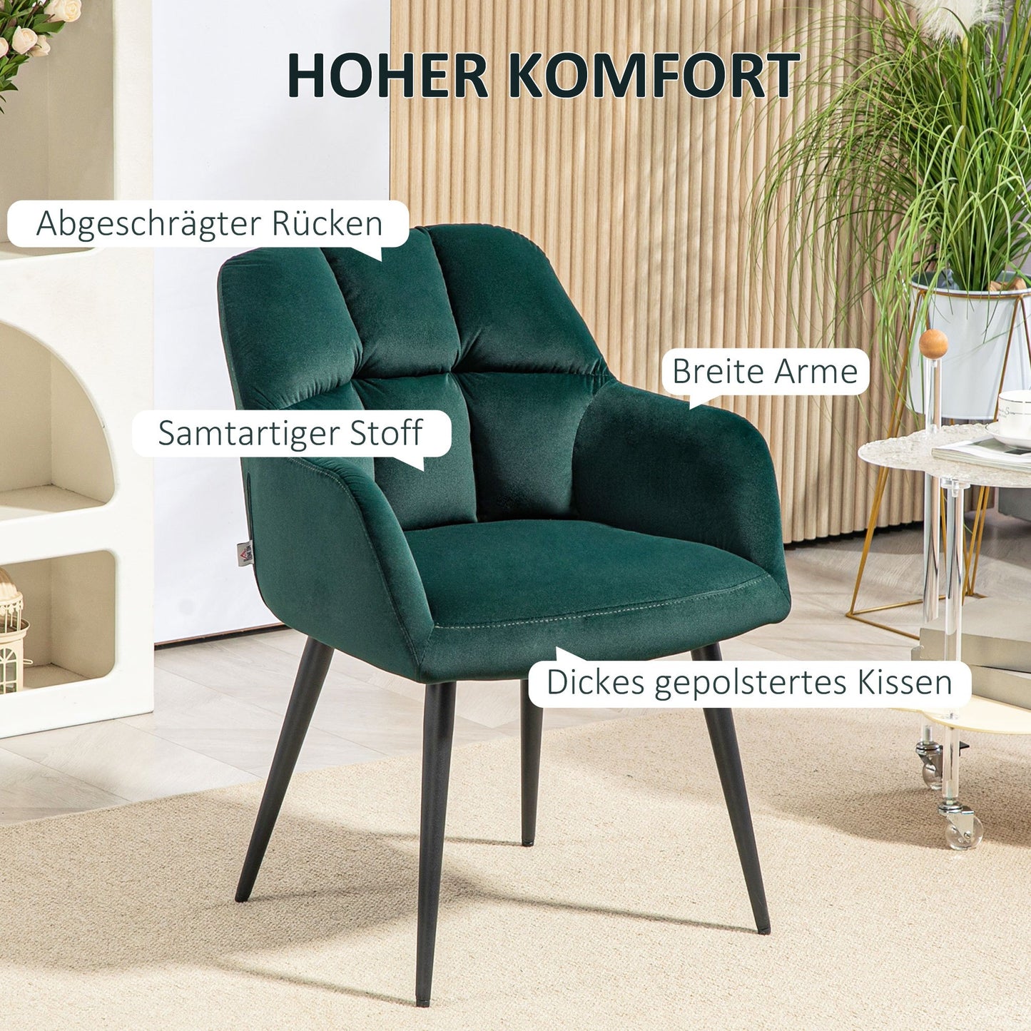 Loungechair – Fauteuil – Relaxstoel – Zitzak – Accentstoel – Donkergroen – Fluwelen Look – Verstelbare Voetjes