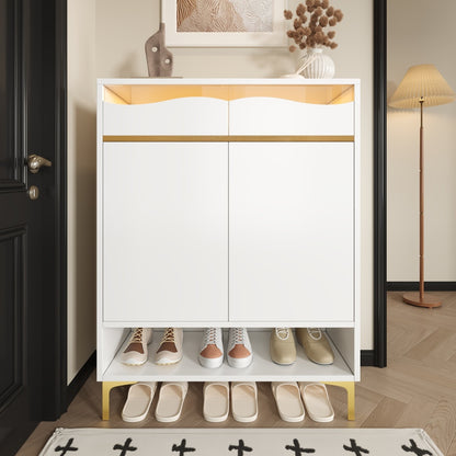 Schoenenkast – Schoenenrek – Schoenkast – Schoenenopberger – Opbergkast – Compact 80×35×105 cm – Modern Wit Met Lades En Verstelbare Planken