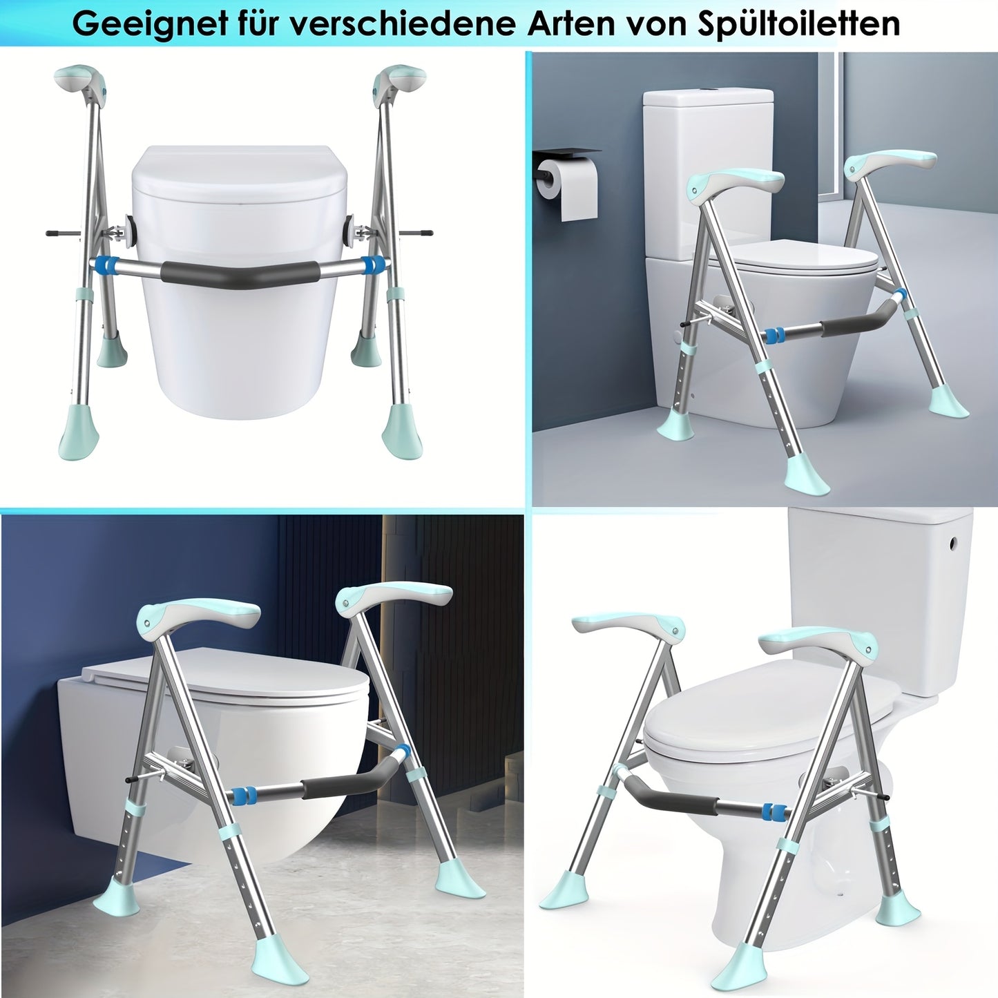 Toiletverhoger – WC Verhoger – Toiletbril Verhoger – WC Bril Verhoger – Badkamersteun – Verstelbare Hoogte – Stevig Aluminium Frame – Antislip Voetjes