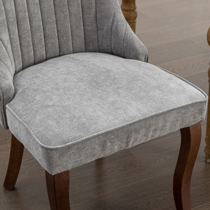 Eetkamerstoelen – Stoelen – Kuipstoelen – Eetkamerstoelen Set – Keukenstoelen – Grijze Bekleding – Massief Houten Poten – Comfortabele Gewatteerde Zitting
