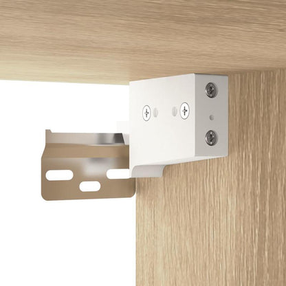 Badkamerspiegelkast – Spiegelkast – Medicijnkast – Wandkast – Badkamerkast – Ruimtebesparend Ontwerp – Sonoma Eikenfineer Met Heldere Glazen Deuren 91x15x76,5 cm